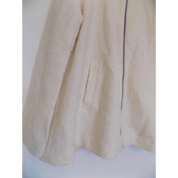 Zara Trafaluc cream blazer jacket zip front fuzzy textured size Medium - Picture 3 of 8